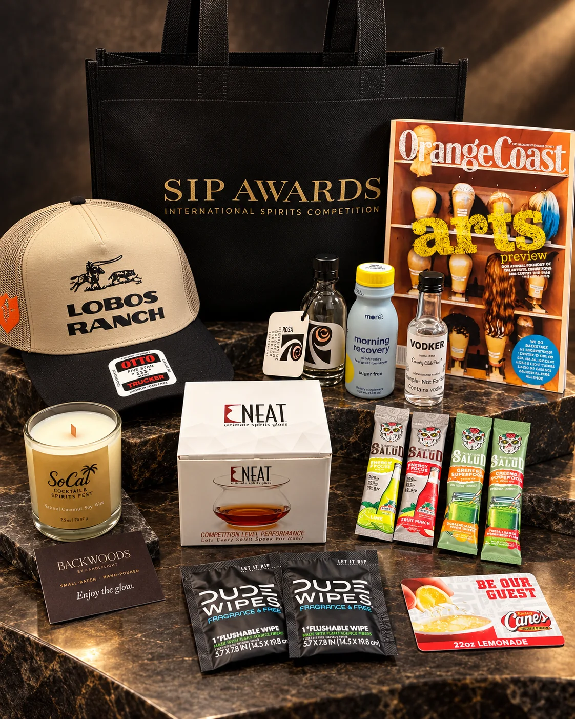 VIP gift bag contents from participating sponsors