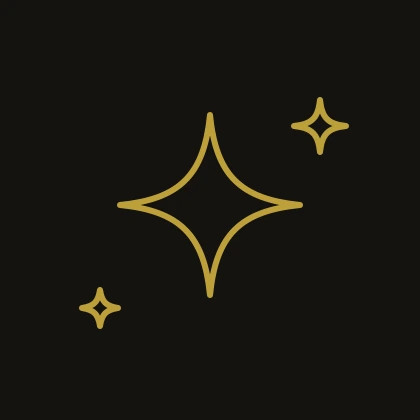 Gold line icon of sparkles